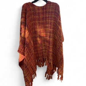 DKNY Serape Poncho with Fringe